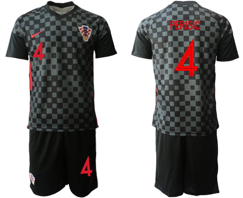 Men 2021 European Cup Croatia black away #4 Soccer Jerseys